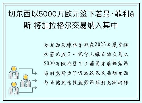 切尔西以5000万欧元签下若昂·菲利克斯 将加拉格尔交易纳入其中